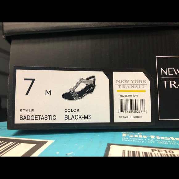 NWB New York Transit Jeweled Black Wedge Heel - Picture 8 of 8